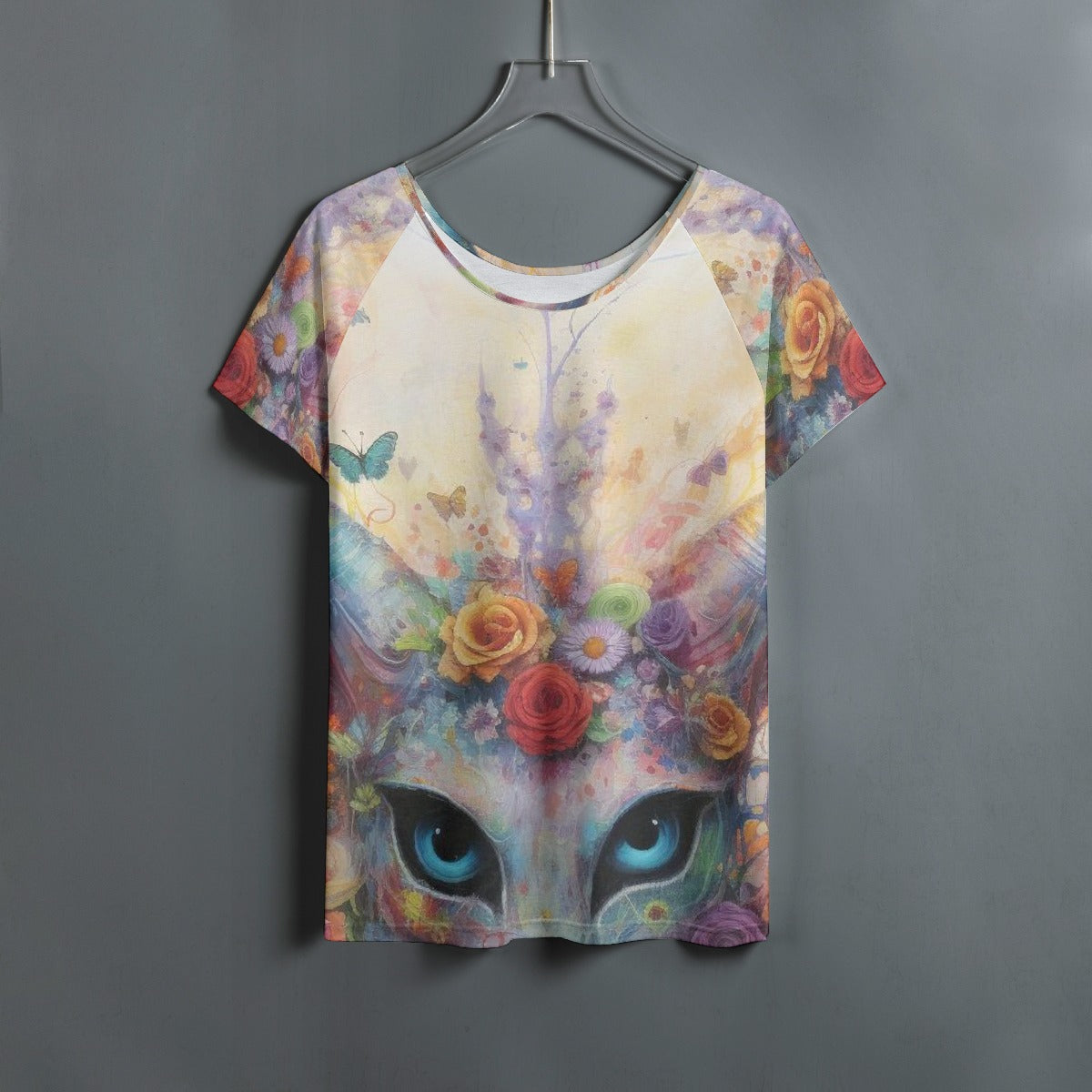 All-Over Print Women's Round Neck T-shirt With Raglan Sleeve