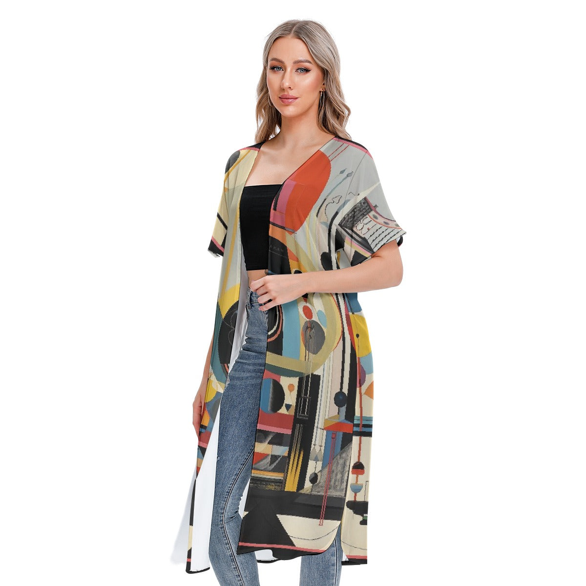 All-Over Print Women's Short Sleeve Cardigan