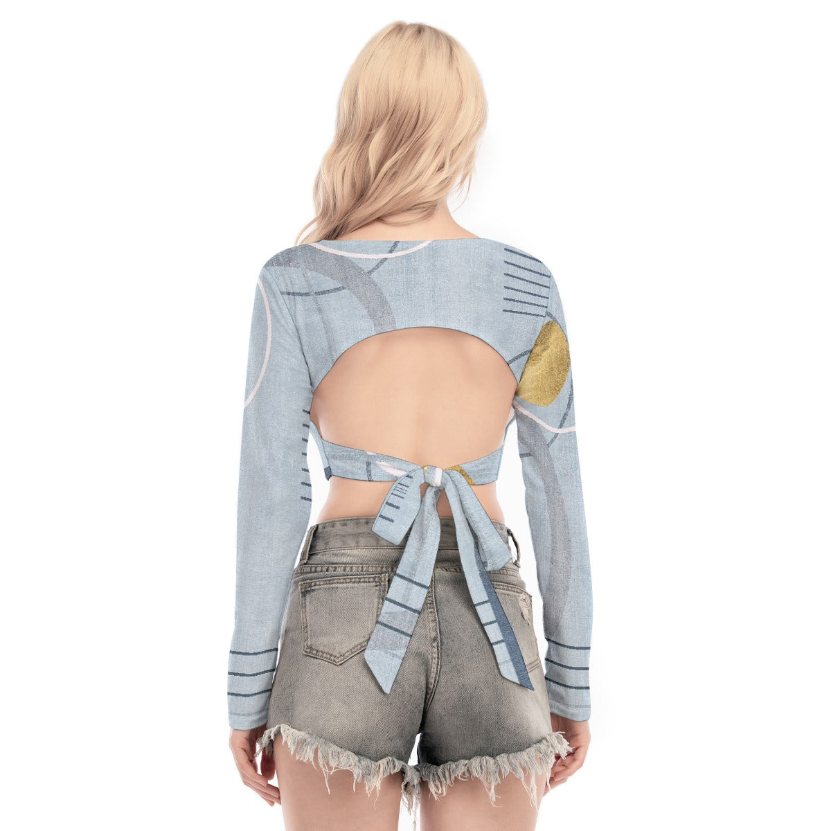 All-Over Print Women's Back Hollow T-shirt With Strap