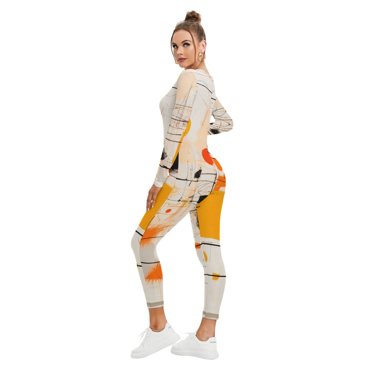 All-Over Print Women's Plunging Neck Jumpsuit