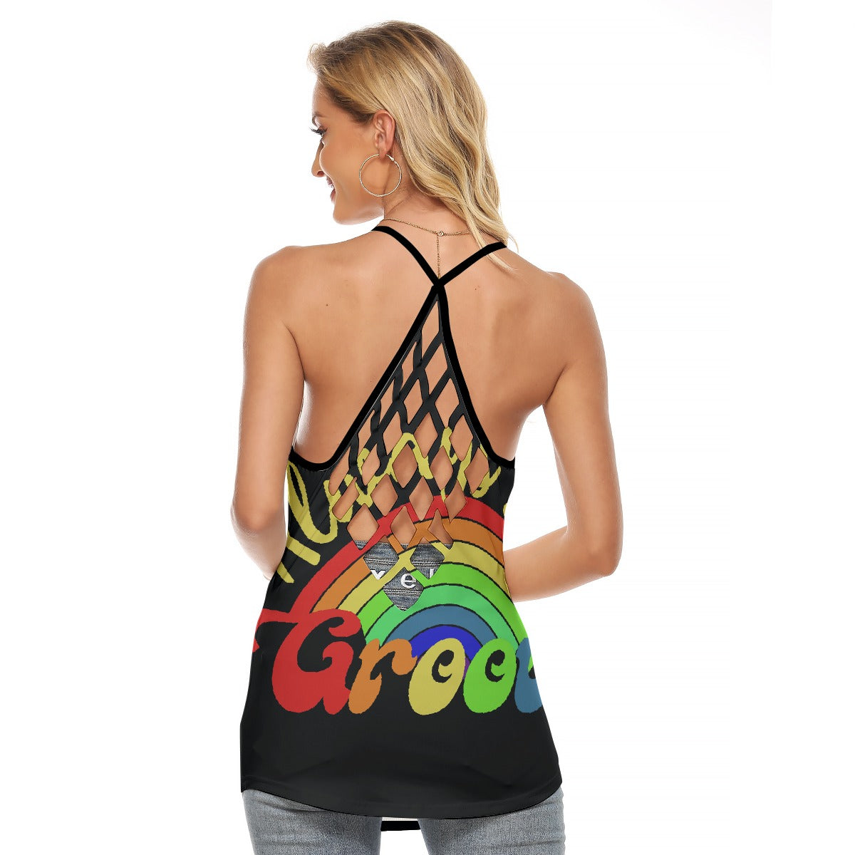 All-Over Print Women's Criss-Cross Open Back Tank Top