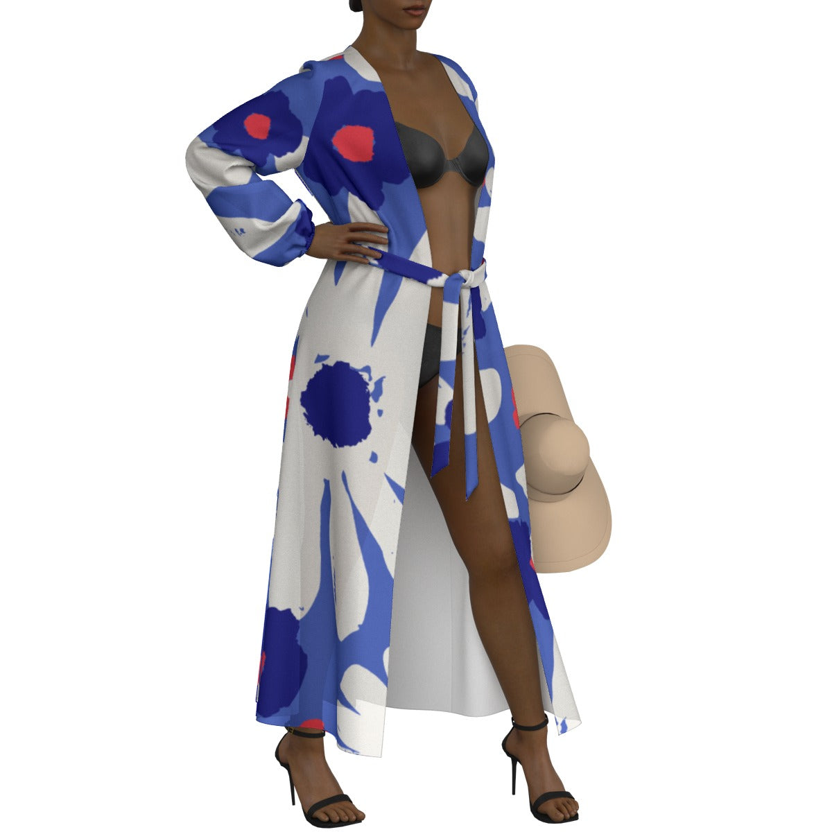 All-Over Print Women's Lace-up Chiffon Robe