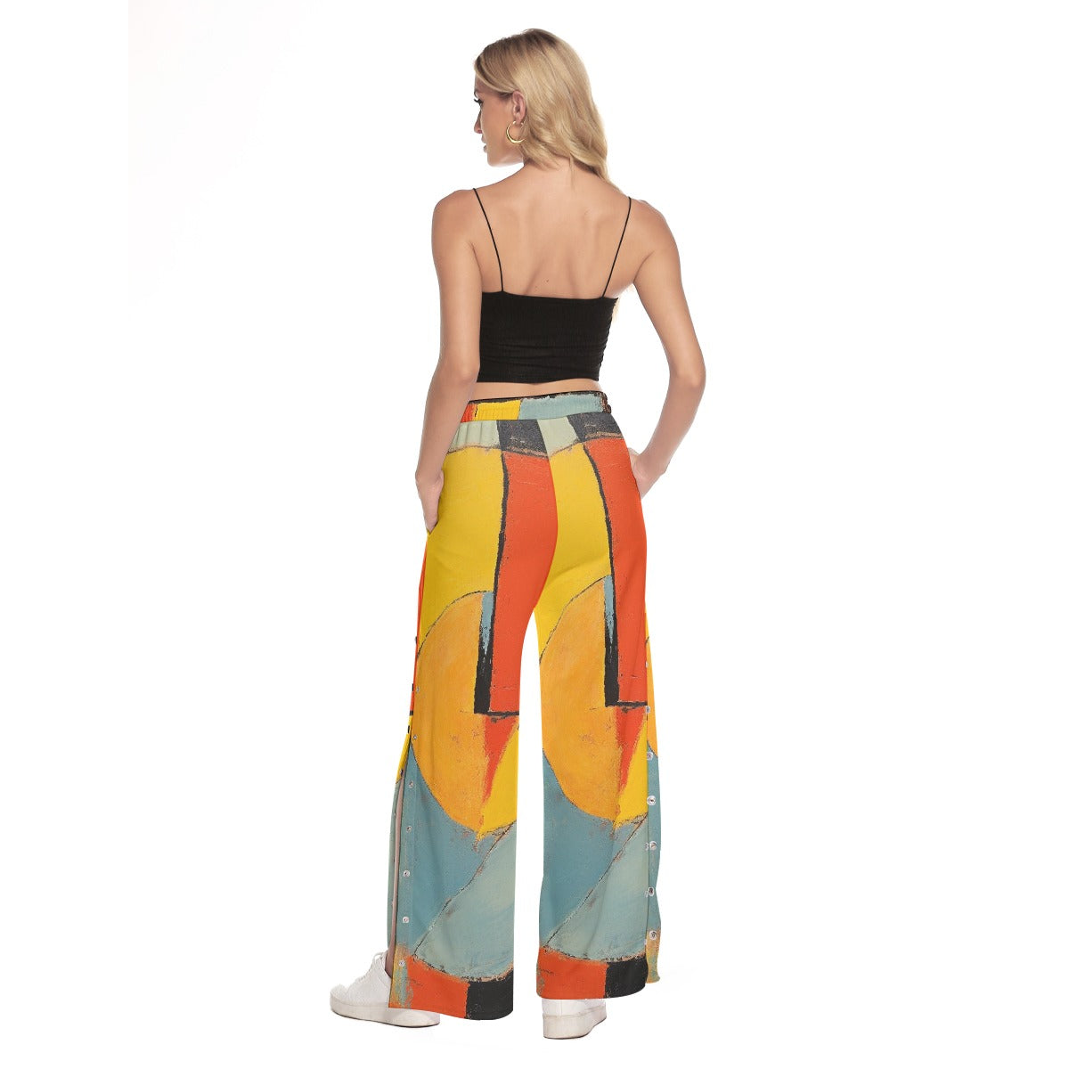 All-Over Print Women's Side Slit Snap Button Trousers