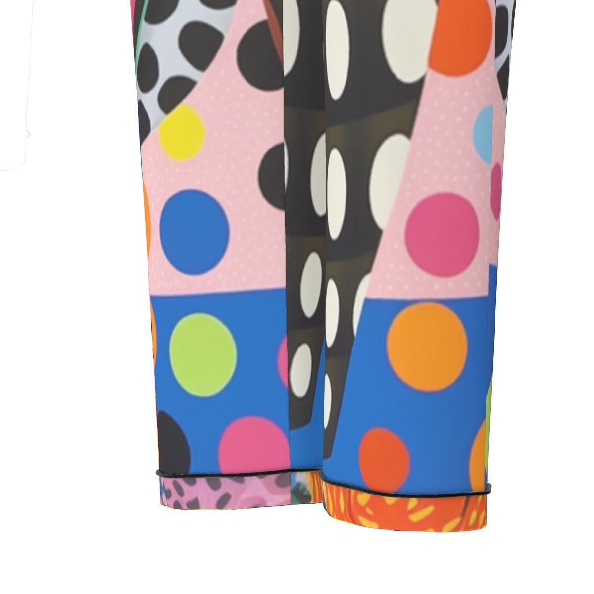 All-Over Print Women's Long Sleeve Pajama Set With Black Contrast Piping