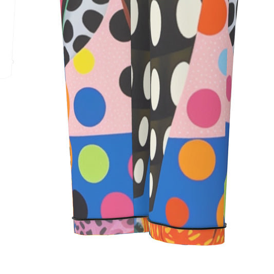 All-Over Print Women's Long Sleeve Pajama Set With Black Contrast Piping