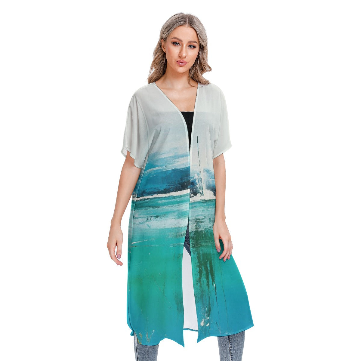 All-Over Print Women's Short Sleeve Cardigan