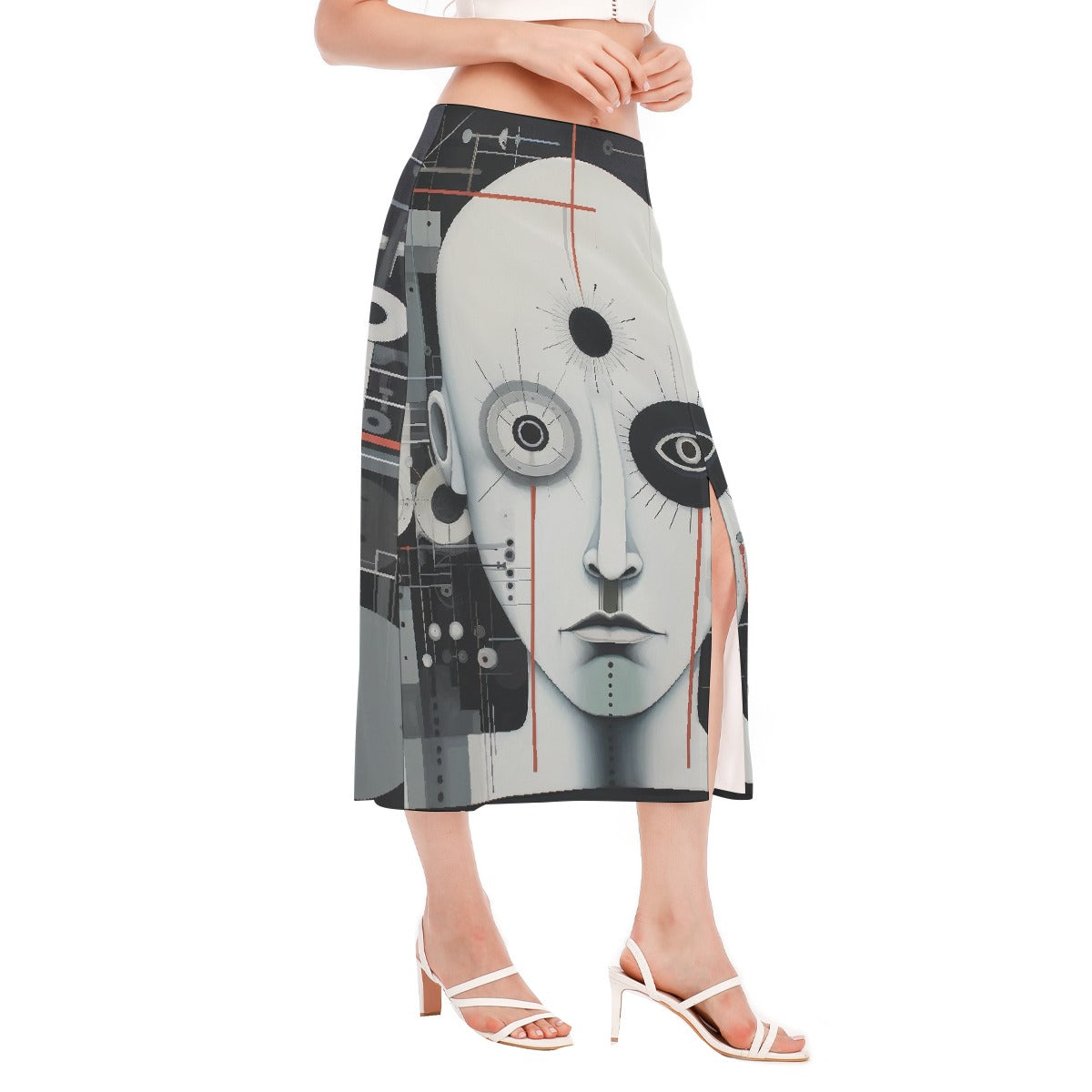 All-Over Print Women's High Slit Long Skirt