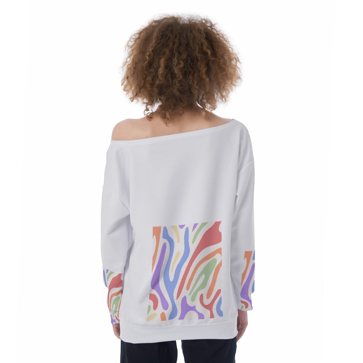 All-Over Print Oversized Women's Off-Shoulder Sweatshirt