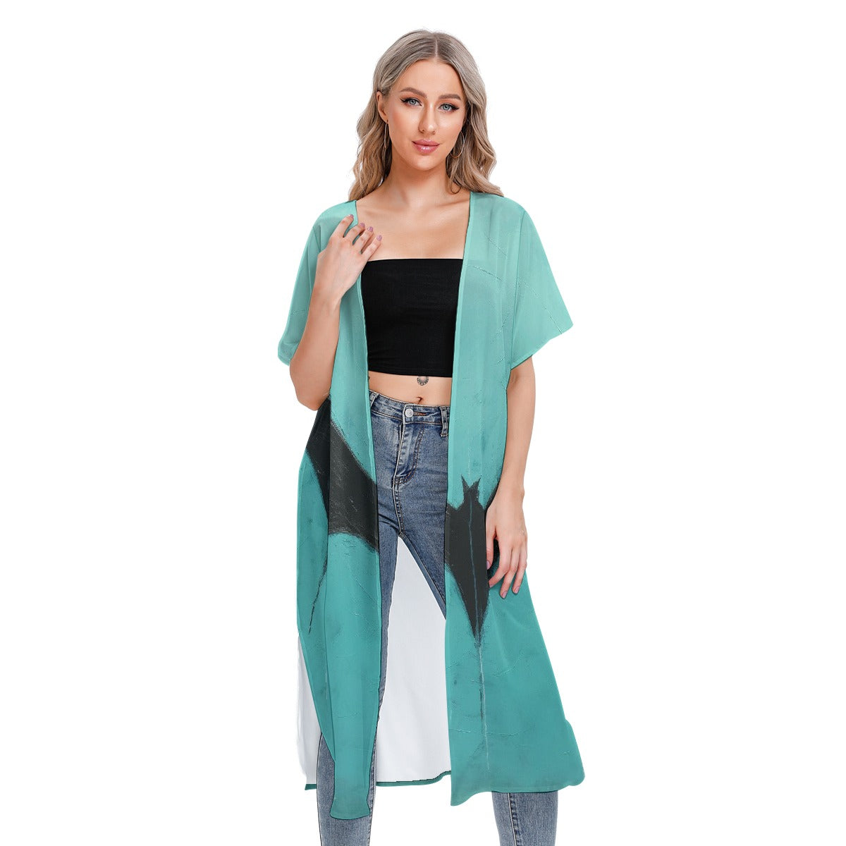 All-Over Print Women's Short Sleeve Cardigan