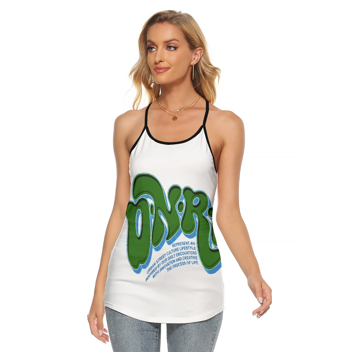 All-Over Print Women's Criss-Cross Open Back Tank Top