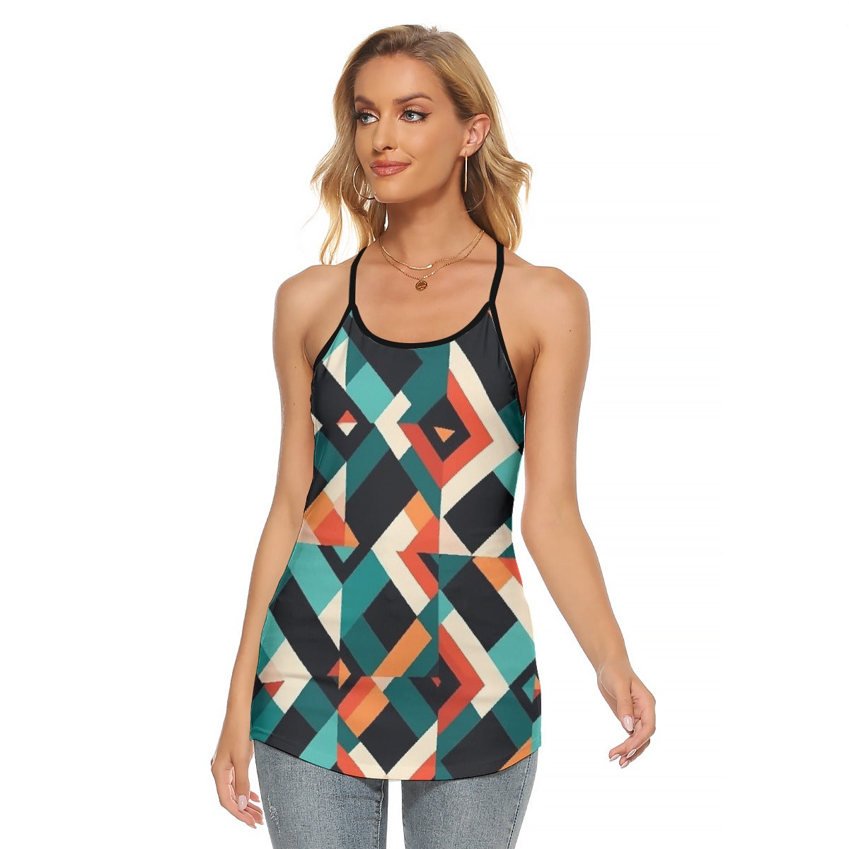 All-Over Print Women's Criss-Cross Open Back Tank Top