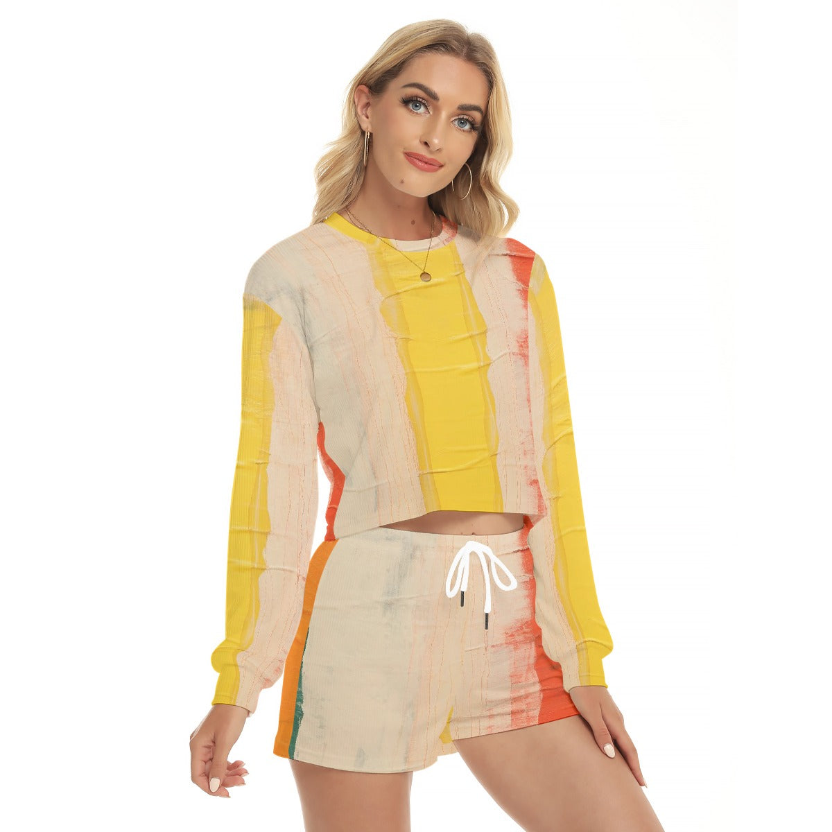 All-Over Print Women's Short Sweatshirt And Pants Suit