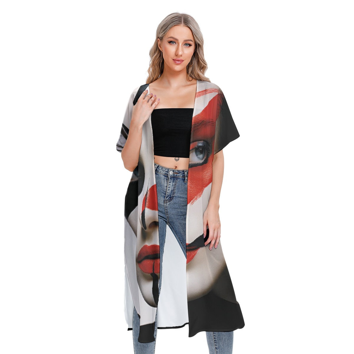 All-Over Print Women's Short Sleeve Cardigan