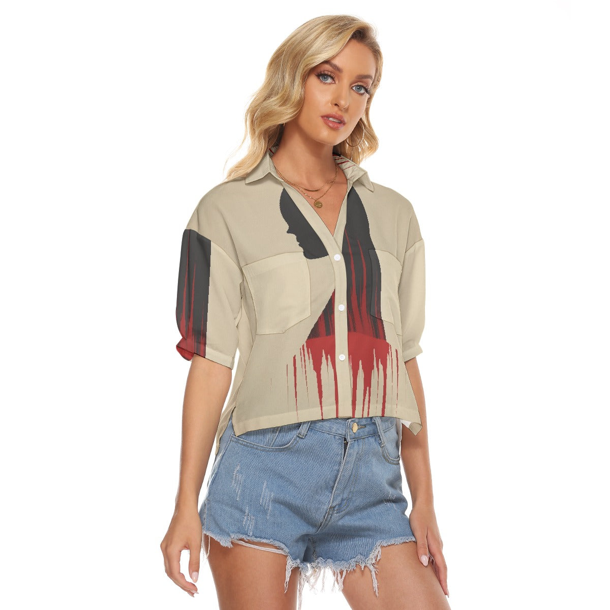 All-Over Print Women's V-neck Shirts