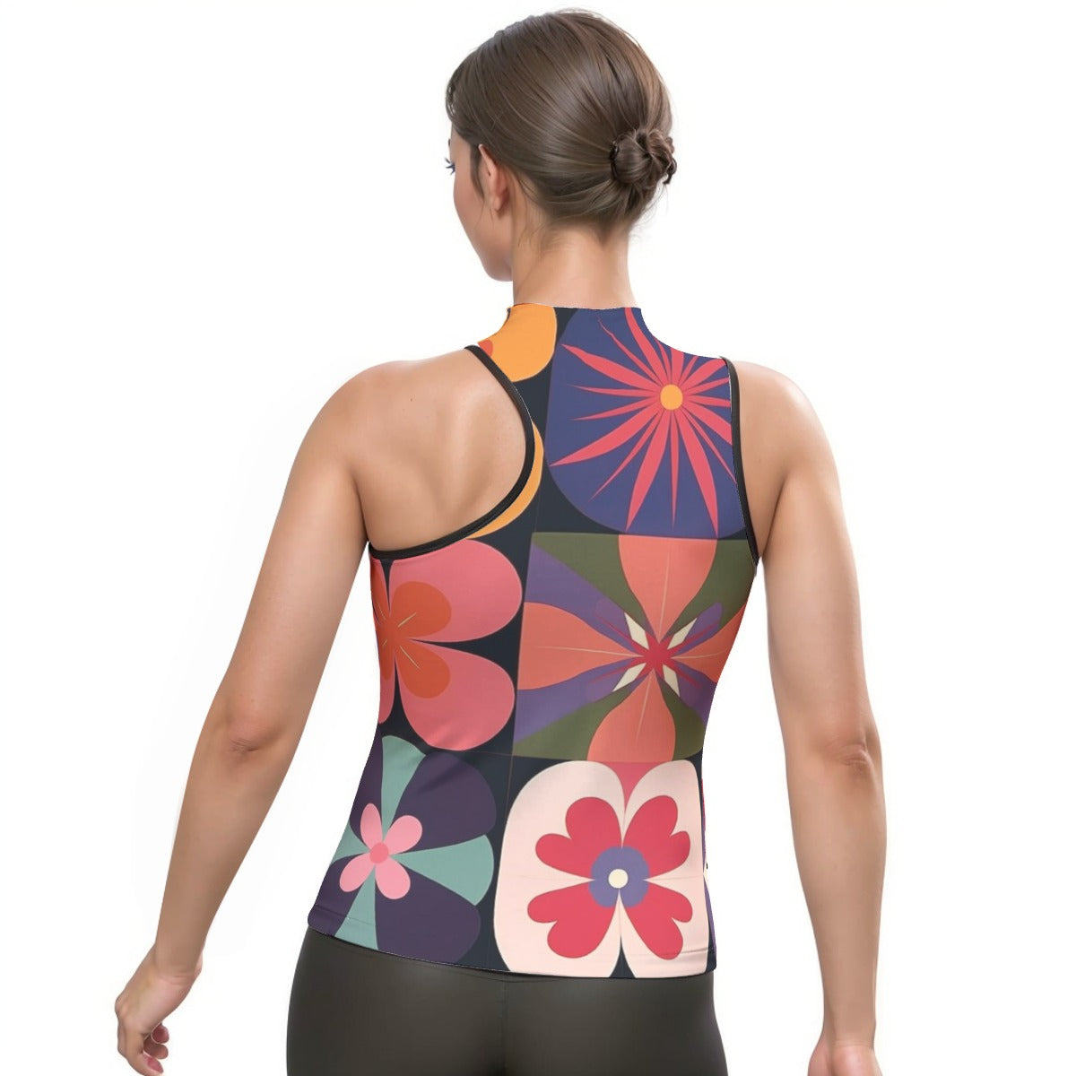 All-Over Print Women's Halter Sleeveless Asymmetrical Tank Top
