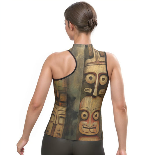 All-Over Print Women's Halter Sleeveless Asymmetrical Tank Top