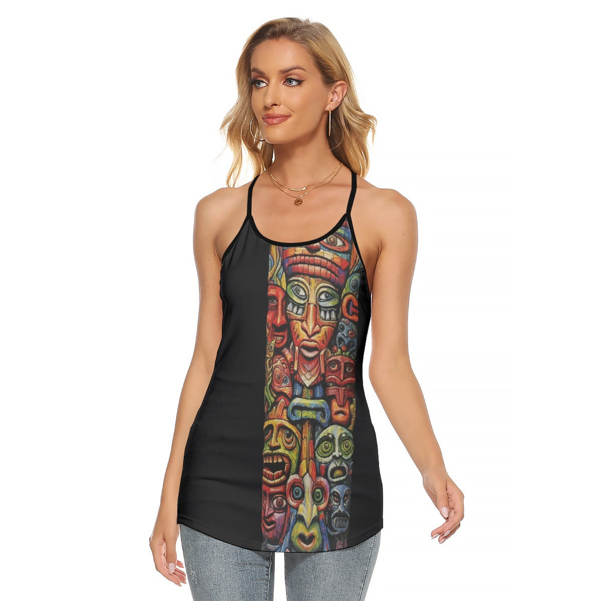 All-Over Print Women's Criss-Cross Open Back Tank Top