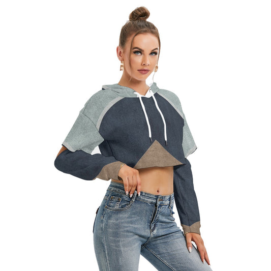 All-Over Print Women's Heavy Fleece Hoodie With Hollow Out Sleeve