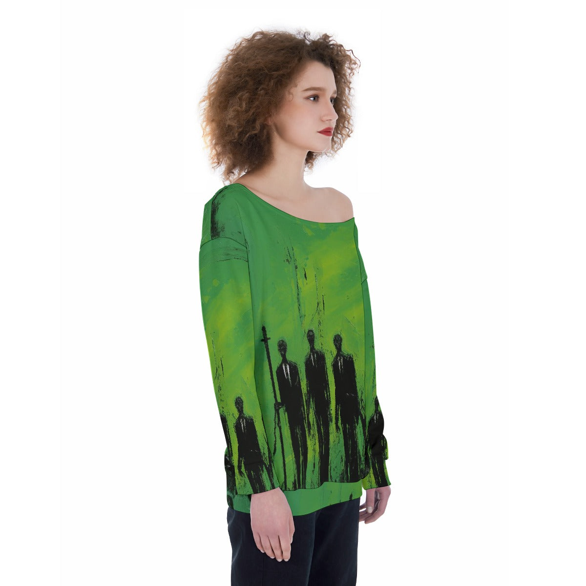 All-Over Print Oversized Women's Off-Shoulder Sweatshirt