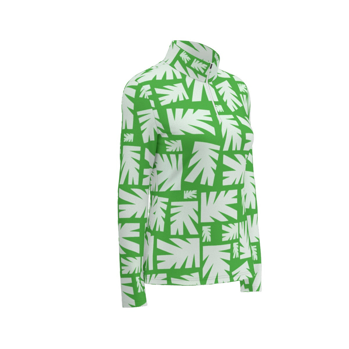 All-Over Print Women's Sports Collar Jersey With Long Sleeve