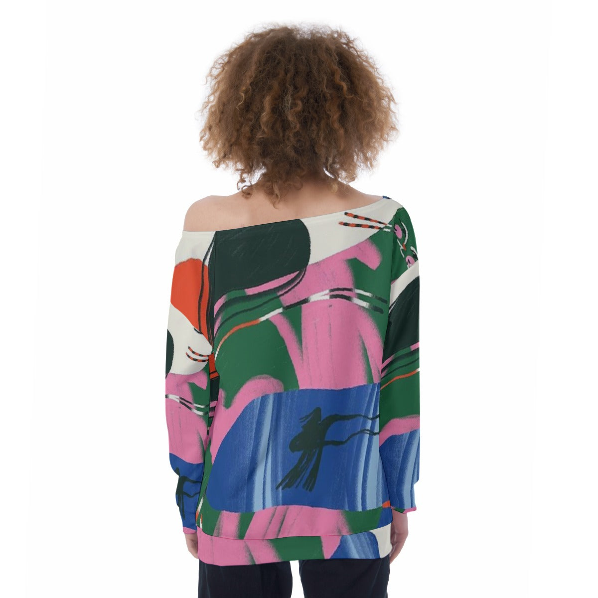 All-Over Print Oversized Women's Off-Shoulder Sweatshirt