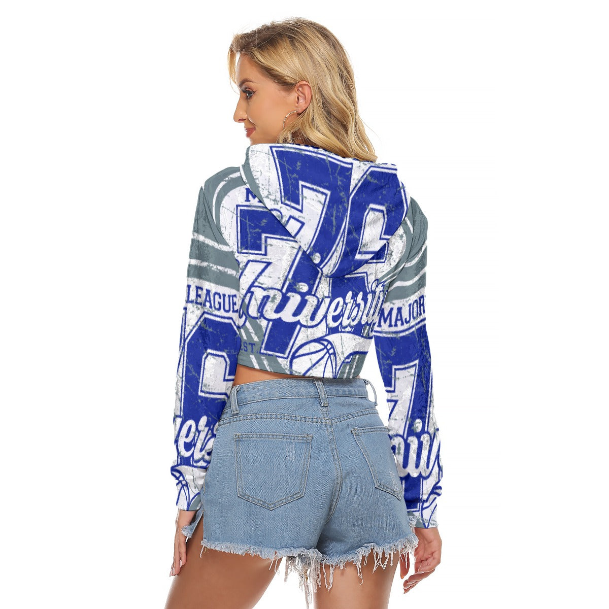 All-Over Print Women's Crop Top Hoodie|Velvet