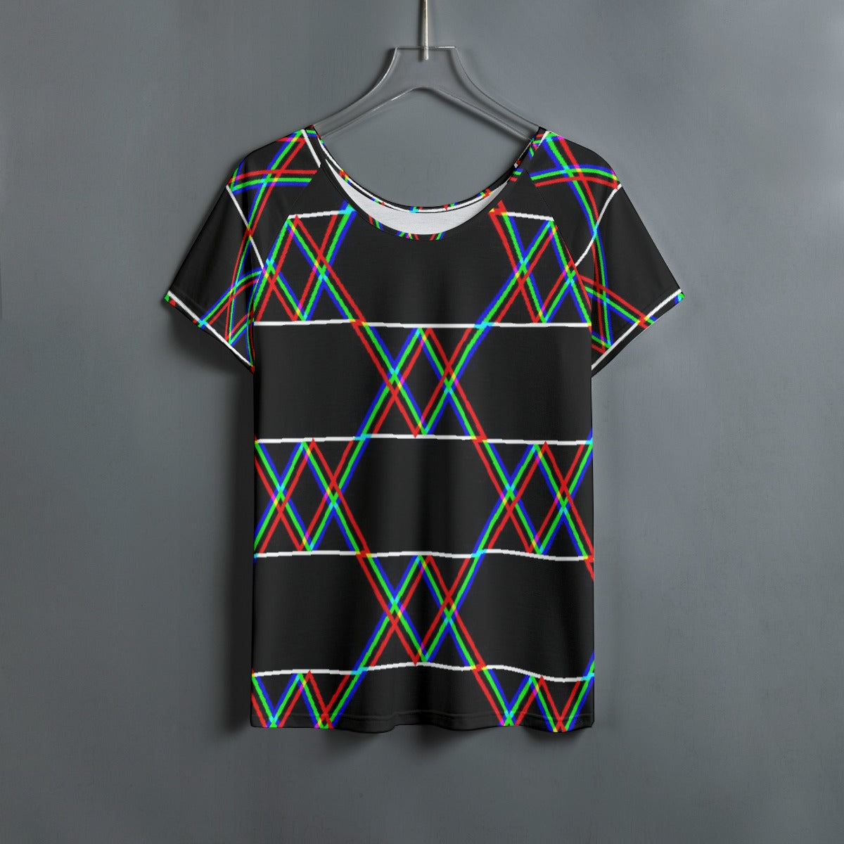All-Over Print Women's Round Neck T-shirt With Raglan Sleeve