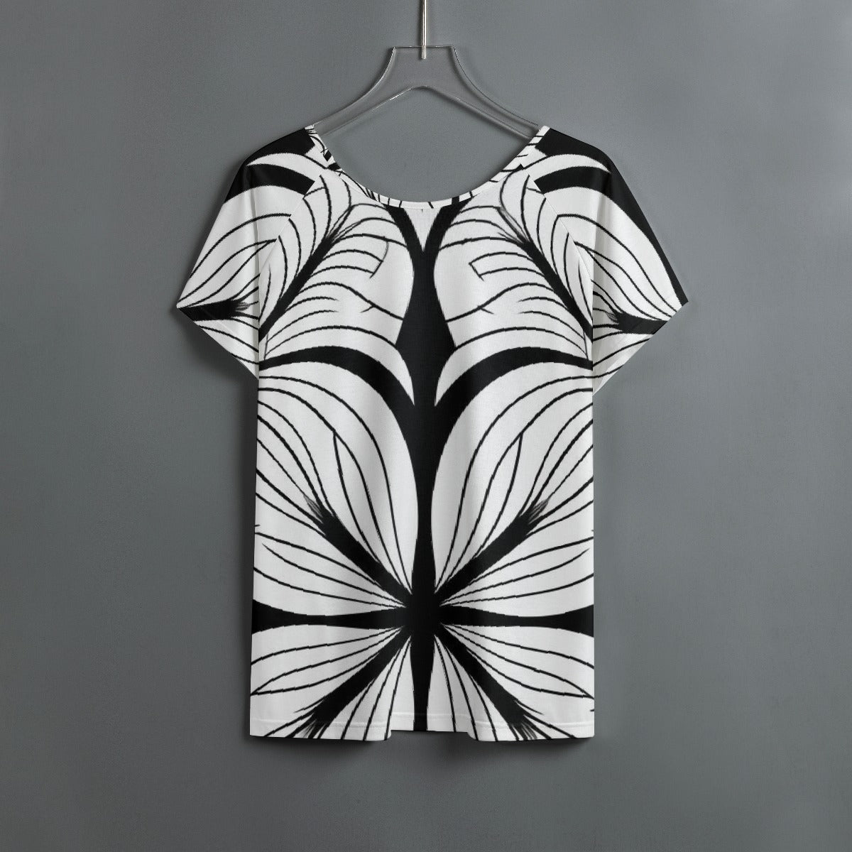 All-Over Print Women's Round Neck T-shirt With Raglan Sleeve