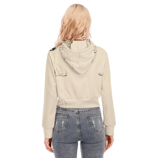 All-Over Print Women's Crop Top Hoodie With Zipper Closure