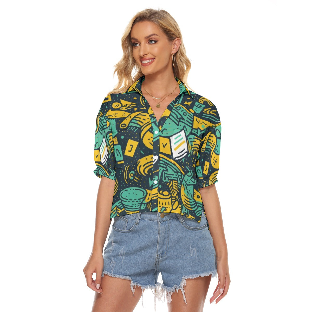 All-Over Print Women's V-neck Shirts