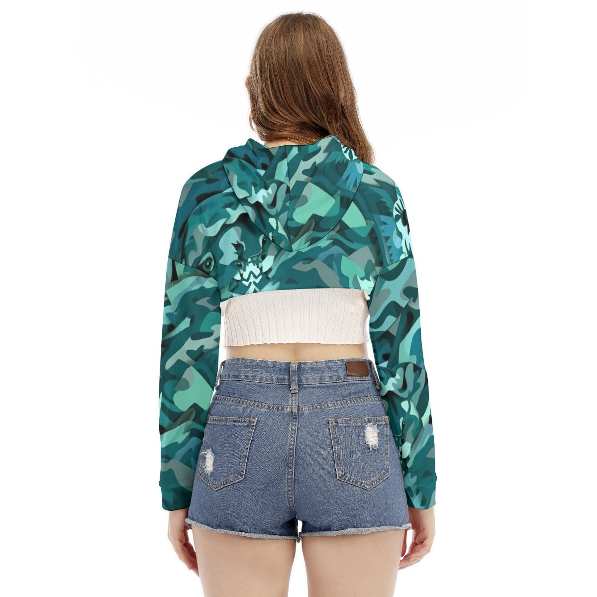 All-Over Print Women's Smock Short Hoodie With Long Sleeve