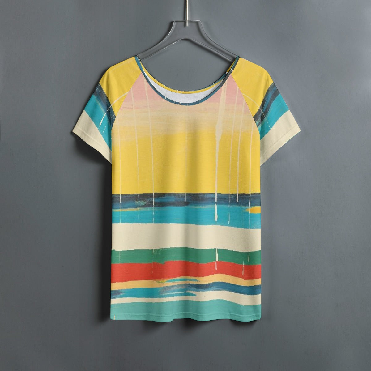 All-Over Print Women's Round Neck T-shirt With Raglan Sleeve