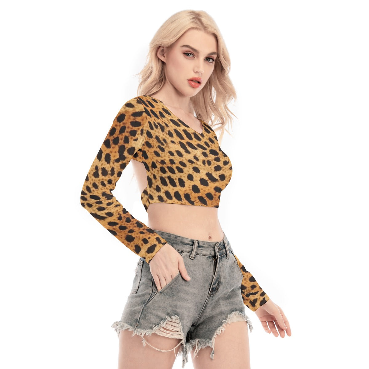 All-Over Print Women's Back Hollow T-shirt With Strap