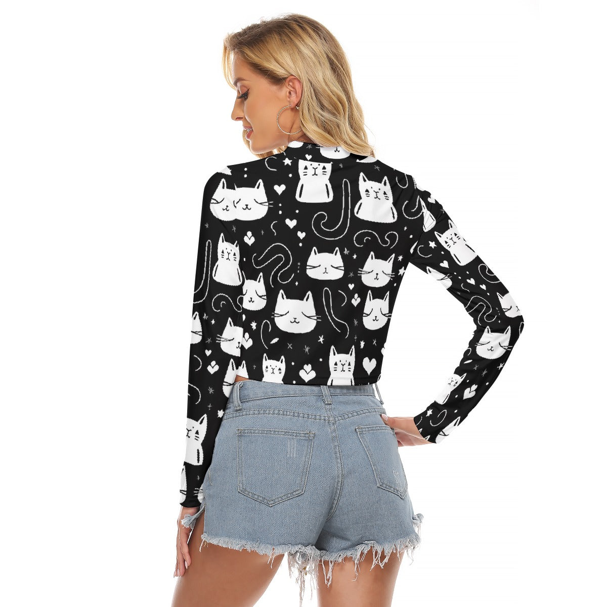 All-Over Print Women's Hollow Chest Keyhole Tight Crop Top