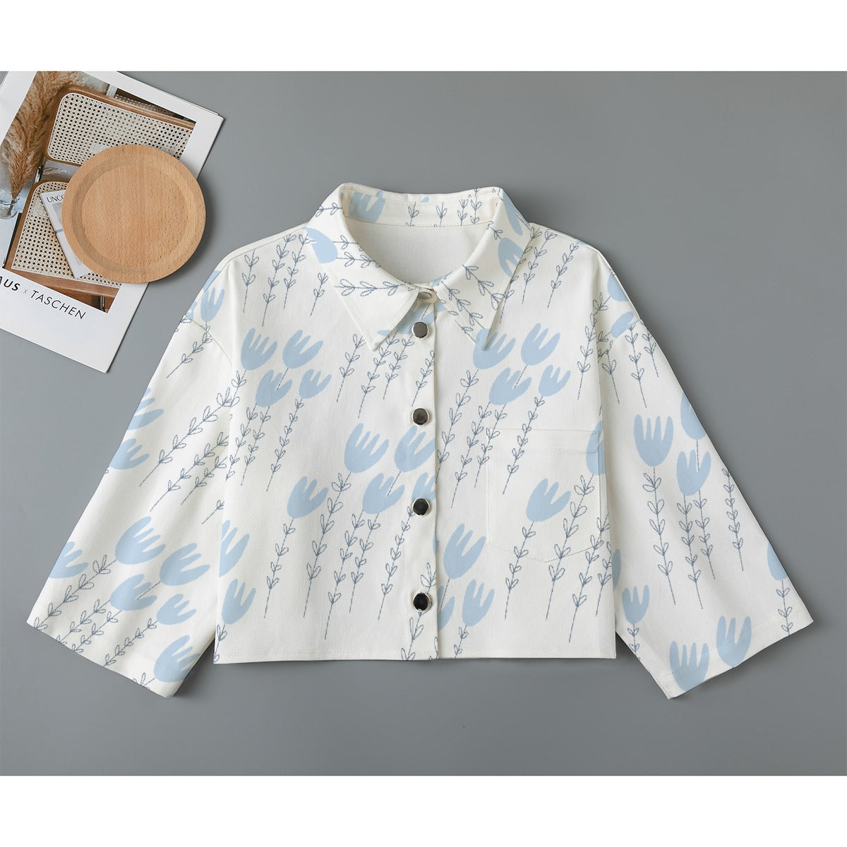 All-Over Print Women's Cropped Jacket | 245GSM Cotton