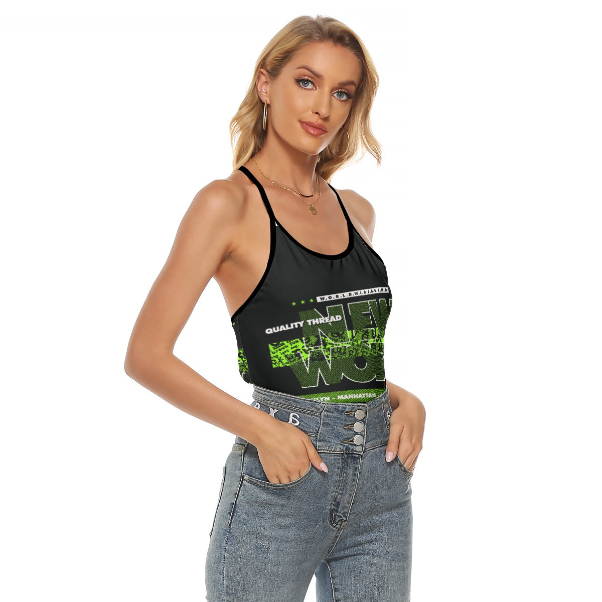 All-Over Print Women's Criss-Cross Open Back Tank Top