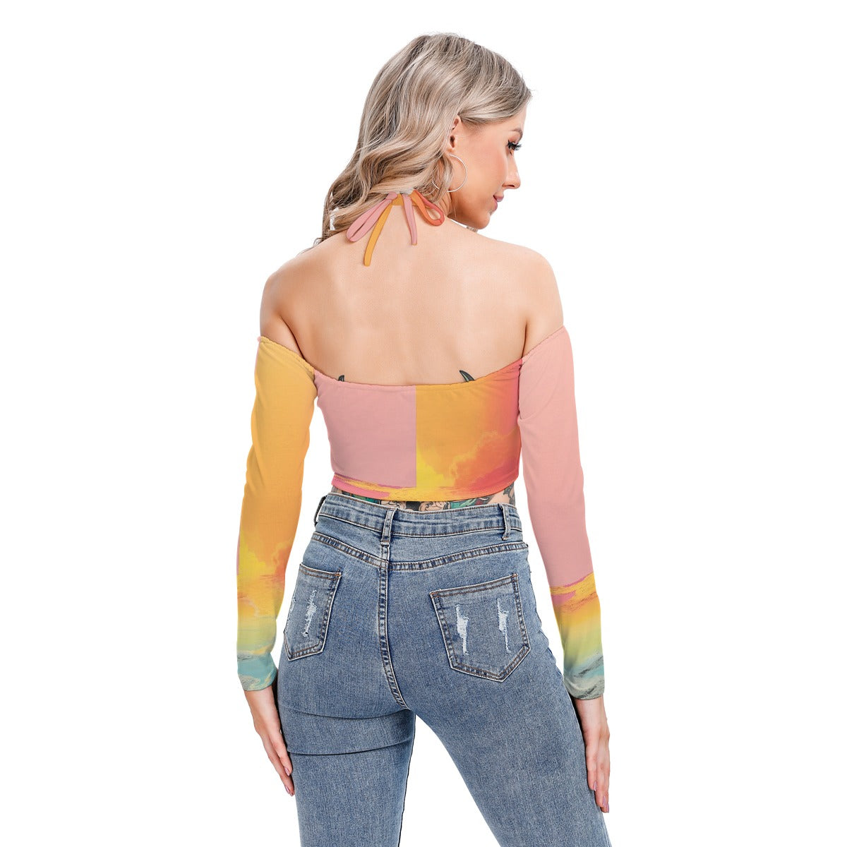 All-Over Print Women's Halter Lace-up Top