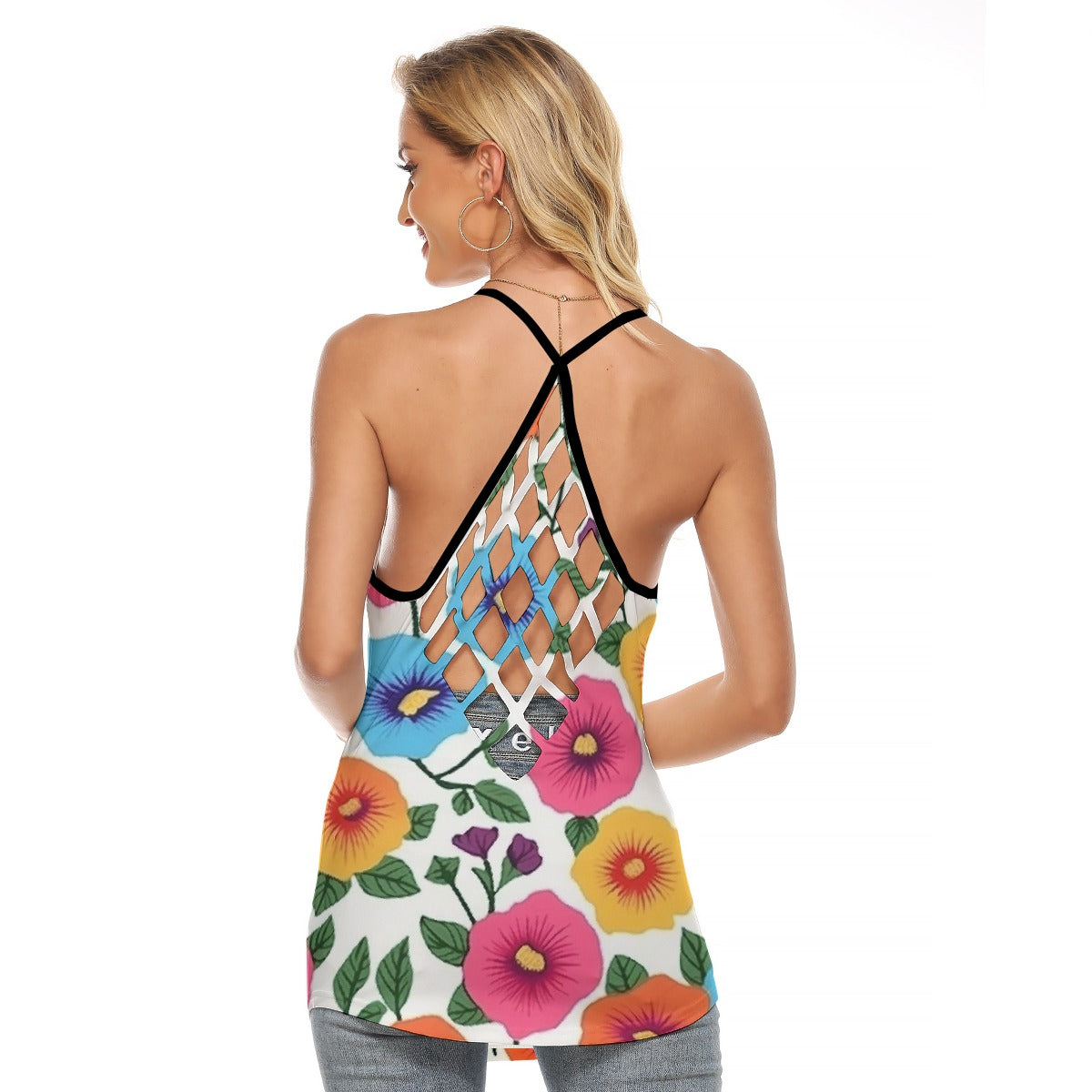 All-Over Print Women's Criss-Cross Open Back Tank Top