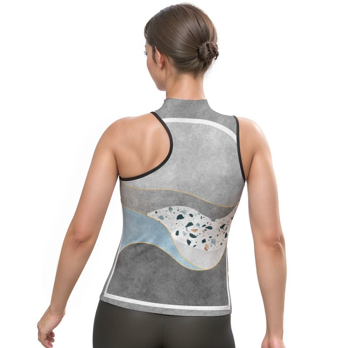 All-Over Print Women's Halter Sleeveless Asymmetrical Tank Top