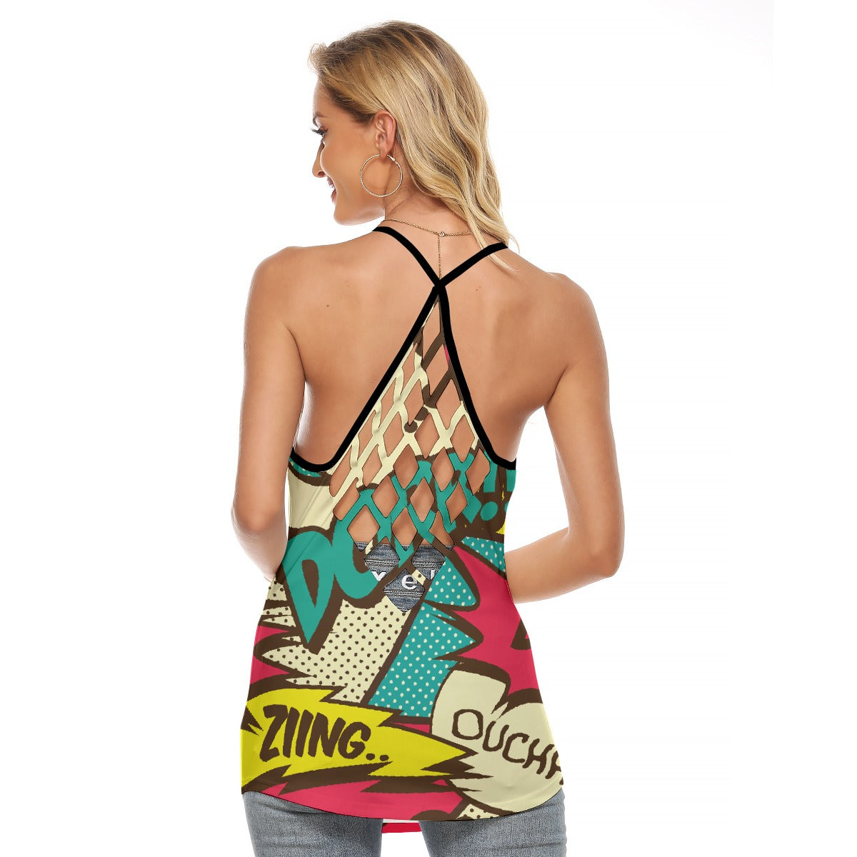 All-Over Print Women's Criss-Cross Open Back Tank Top