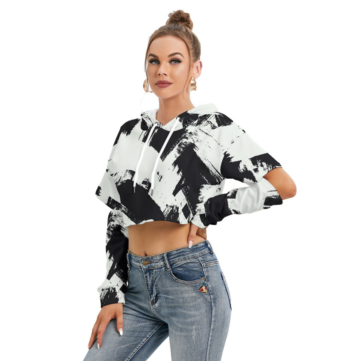 All-Over Print Women's Heavy Fleece Hoodie With Hollow Out Sleeve