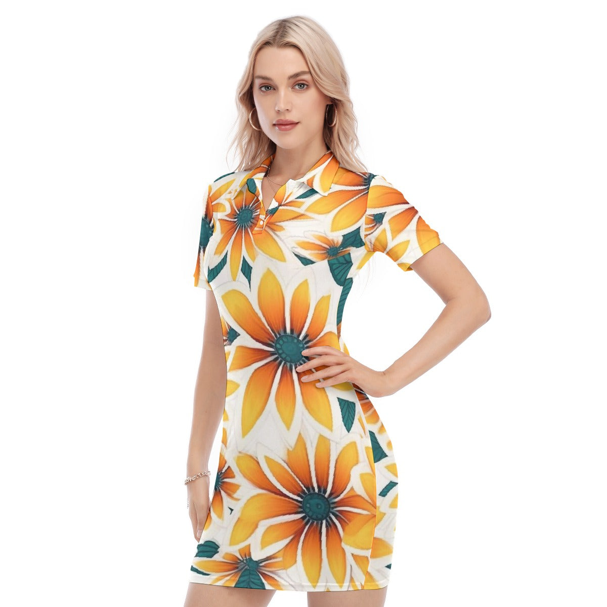 All-Over Print Women's Polo Collar Dress