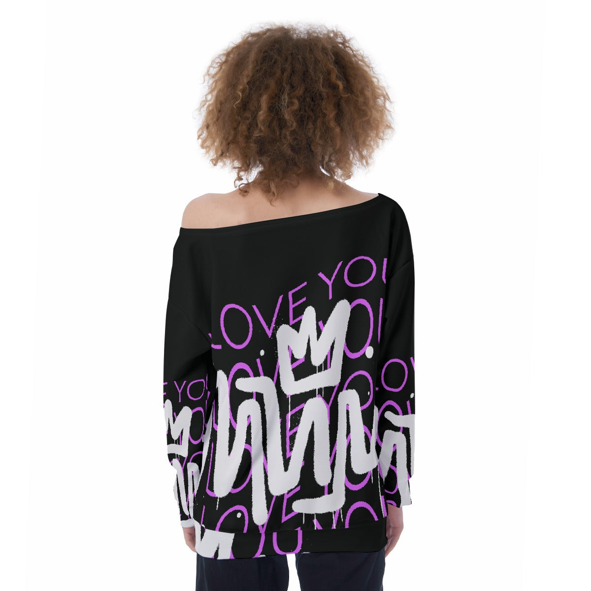 All-Over Print Oversized Women's Off-Shoulder Sweatshirt