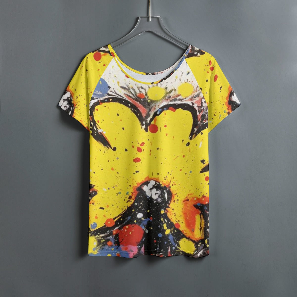 All-Over Print Women's Round Neck T-shirt With Raglan Sleeve