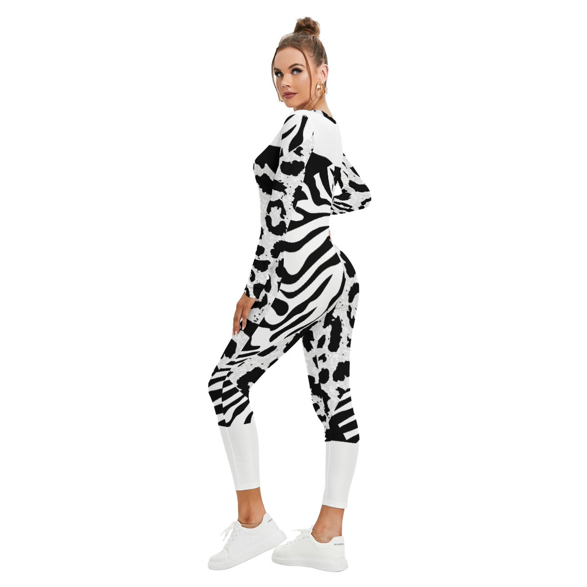 All-Over Print Women's Plunging Neck Jumpsuit