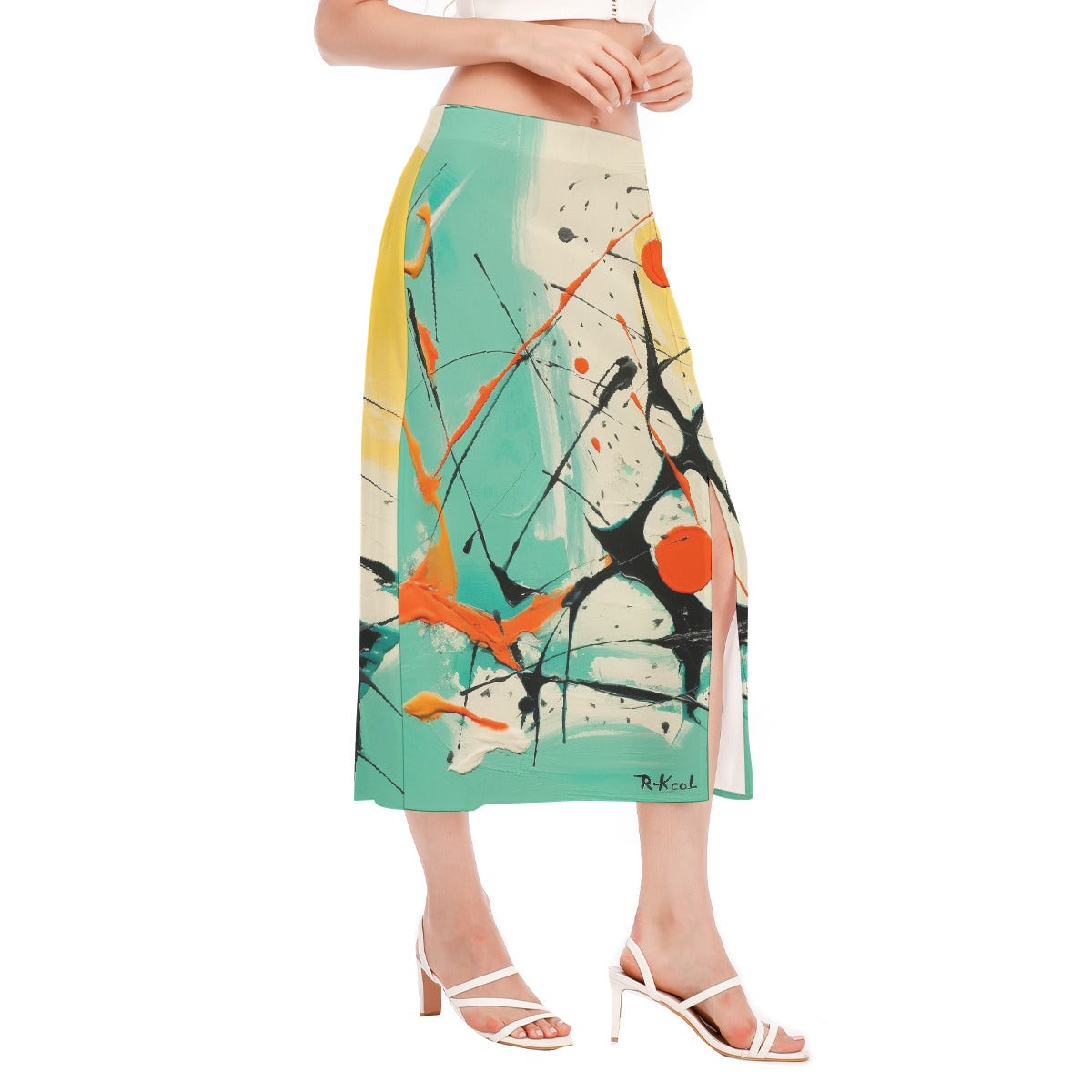 All-Over Print Women's High Slit Long Skirt