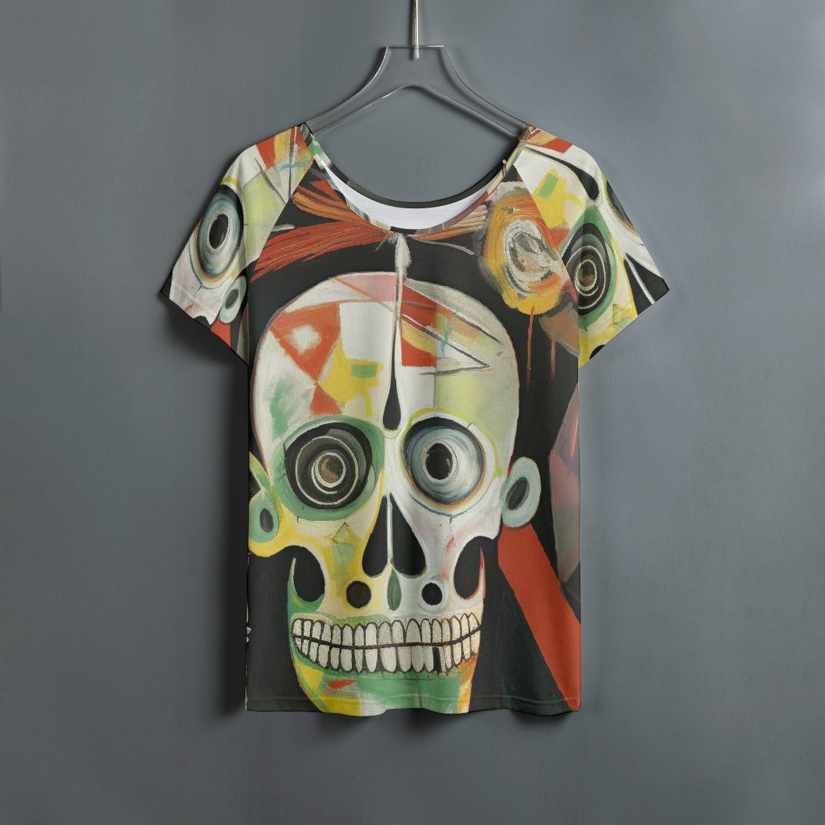 All-Over Print Women's Round Neck T-shirt With Raglan Sleeve