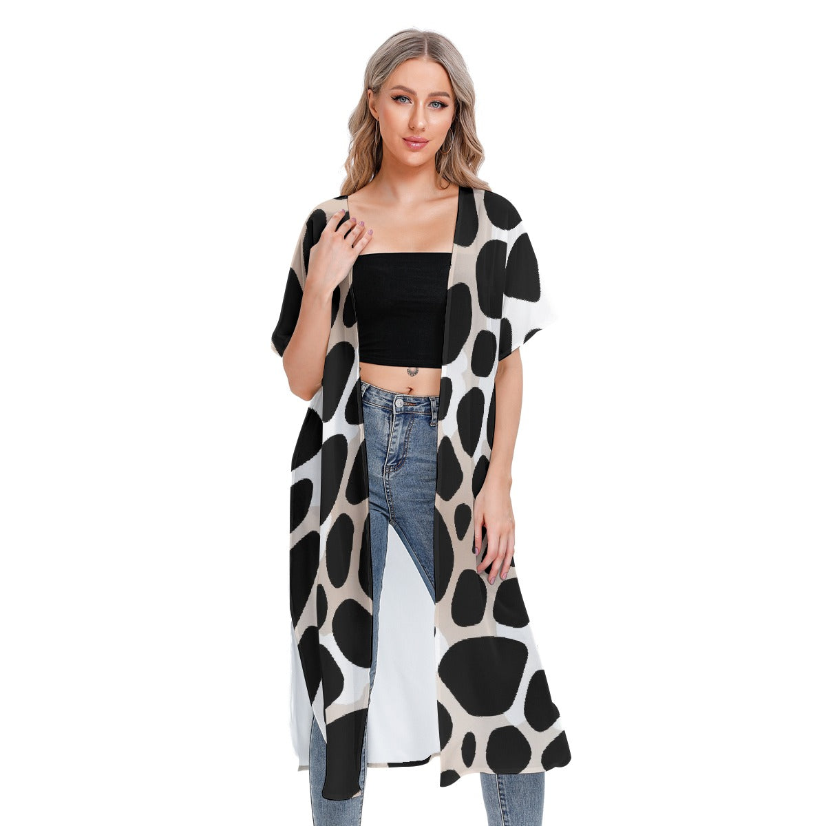All-Over Print Women's Short Sleeve Cardigan