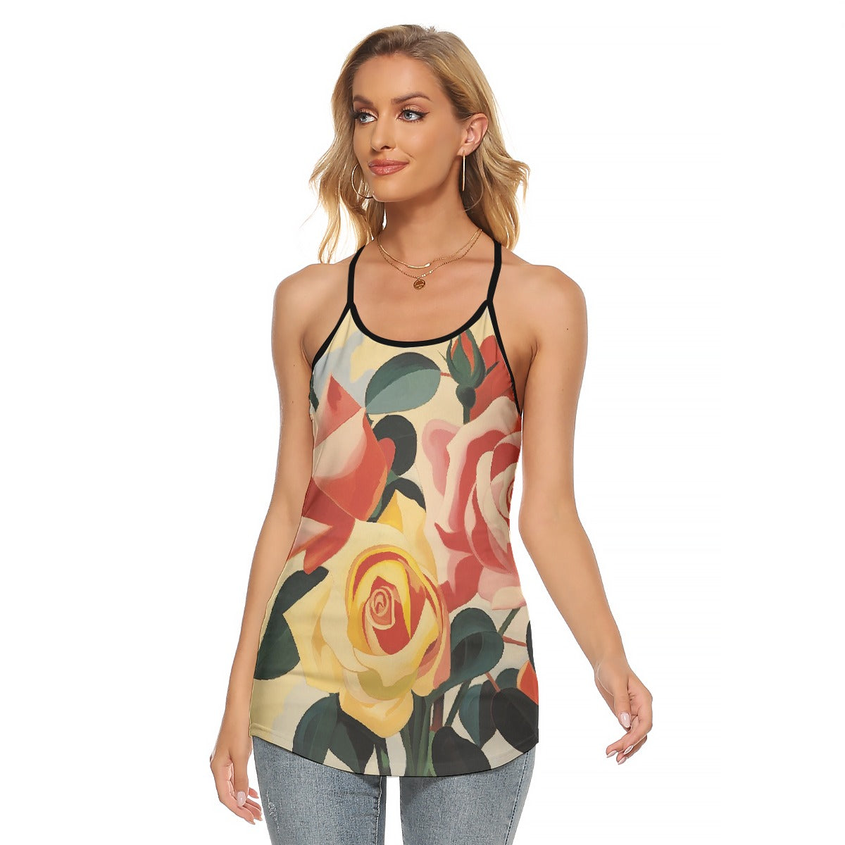 All-Over Print Women's Criss-Cross Open Back Tank Top