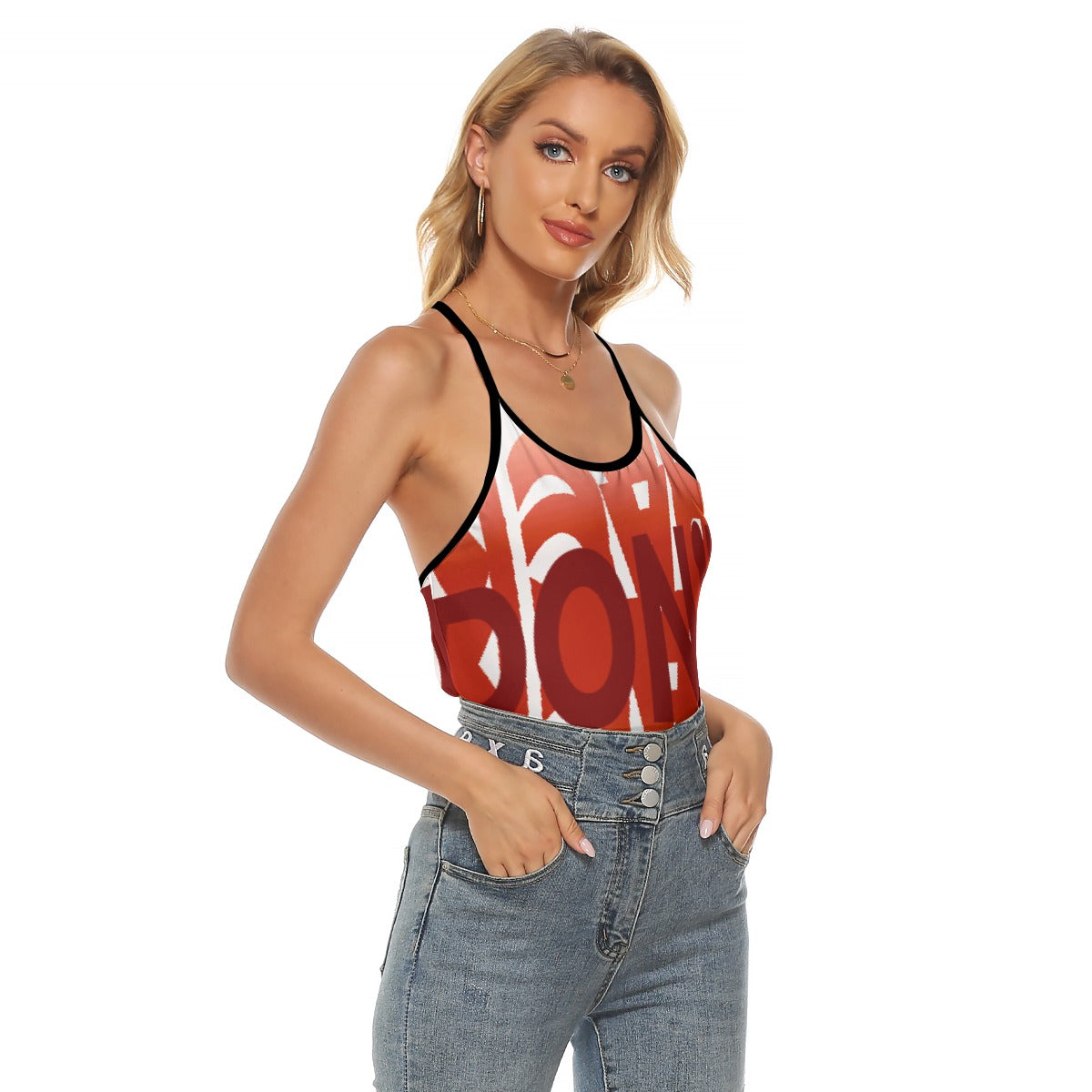 All-Over Print Women's Criss-Cross Open Back Tank Top